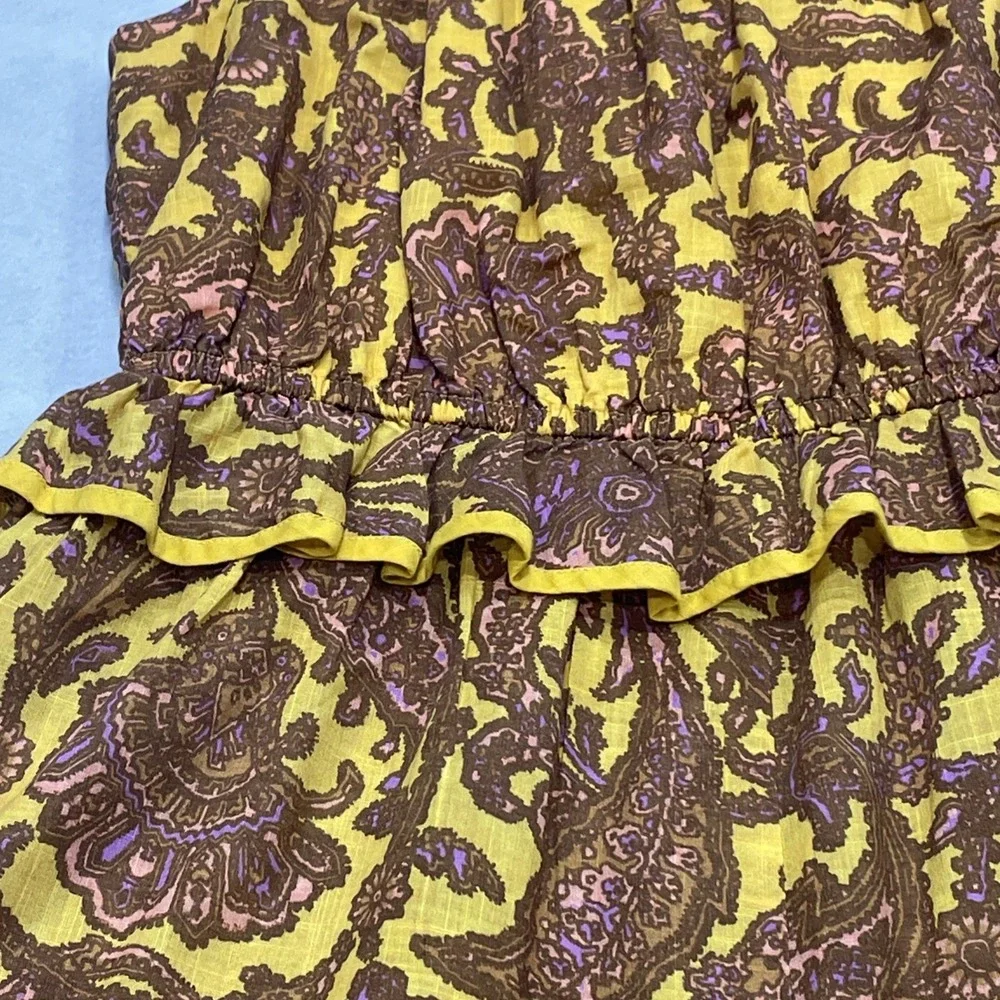 Zimmermann Kids Boho Elastic Waist Playsuit Romper Gold Brown Paisley Size 12